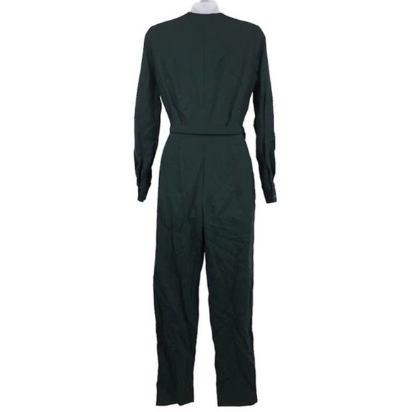 (A2) Rachel Comey Glitch dark green Jumpsuit LongSleeve V-Neck Cinched Waist, 2 - Picture 4 of 14